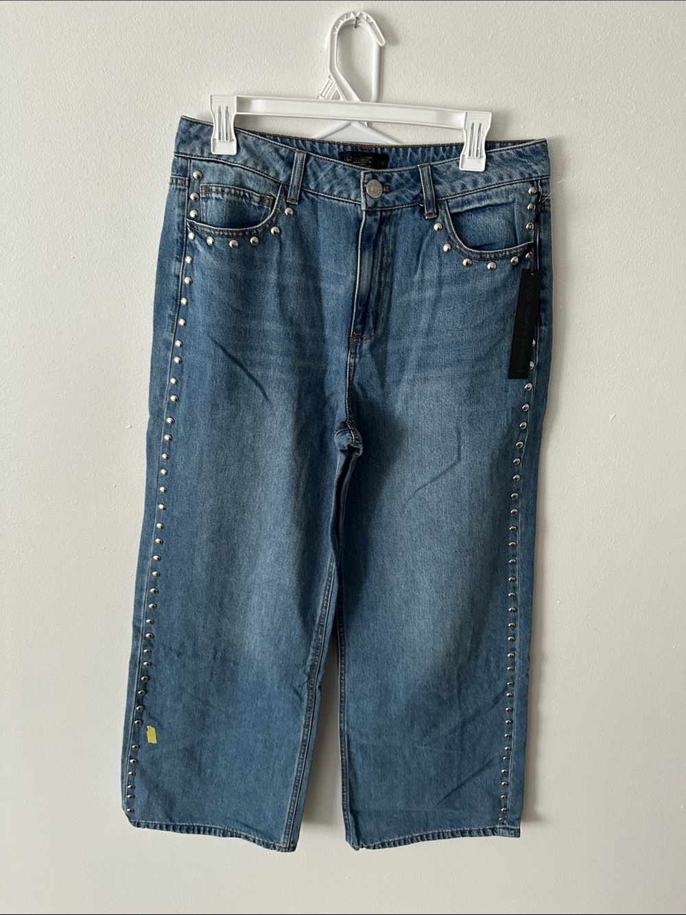 House of Harlow 1960 Blue Straight-Leg Jeans with Silver Stud Detailing